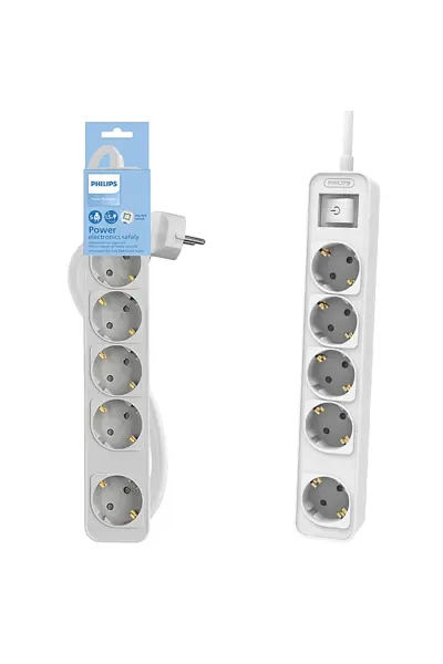 Beşli̇ Grup Pri̇z Anahtarli 1.5 Metre Philips Chp2154w/62