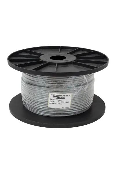 Powermaster 2+1 Gri 0.22 Mm CCTV Kamera Kablosu 250 Metre