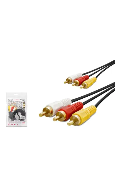 Hadron Hdx1051 3rca (m) To 3rca (m) Kablo Gold 3m Si̇yah